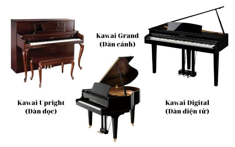 Các loại đàn Kawai này có sự đa dạng về kích thước, chất lượng âm thanh, tính năng và giá cả