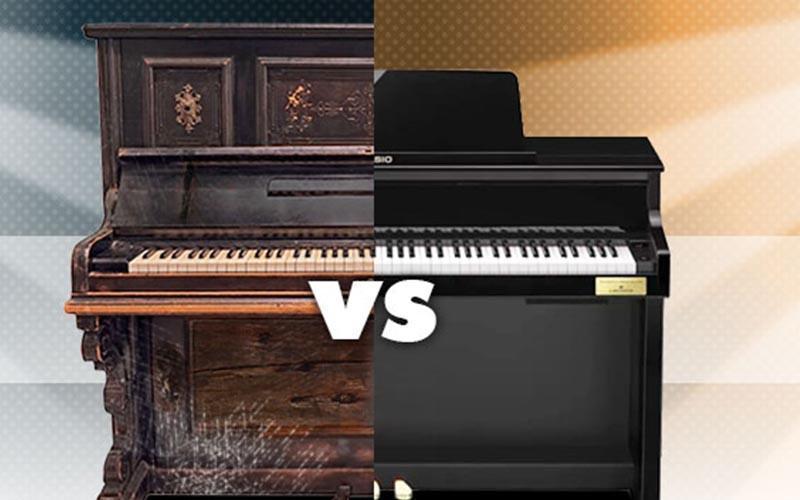 Đàn piano chia làm 2 loại là đàn piano cơ và piano điện
